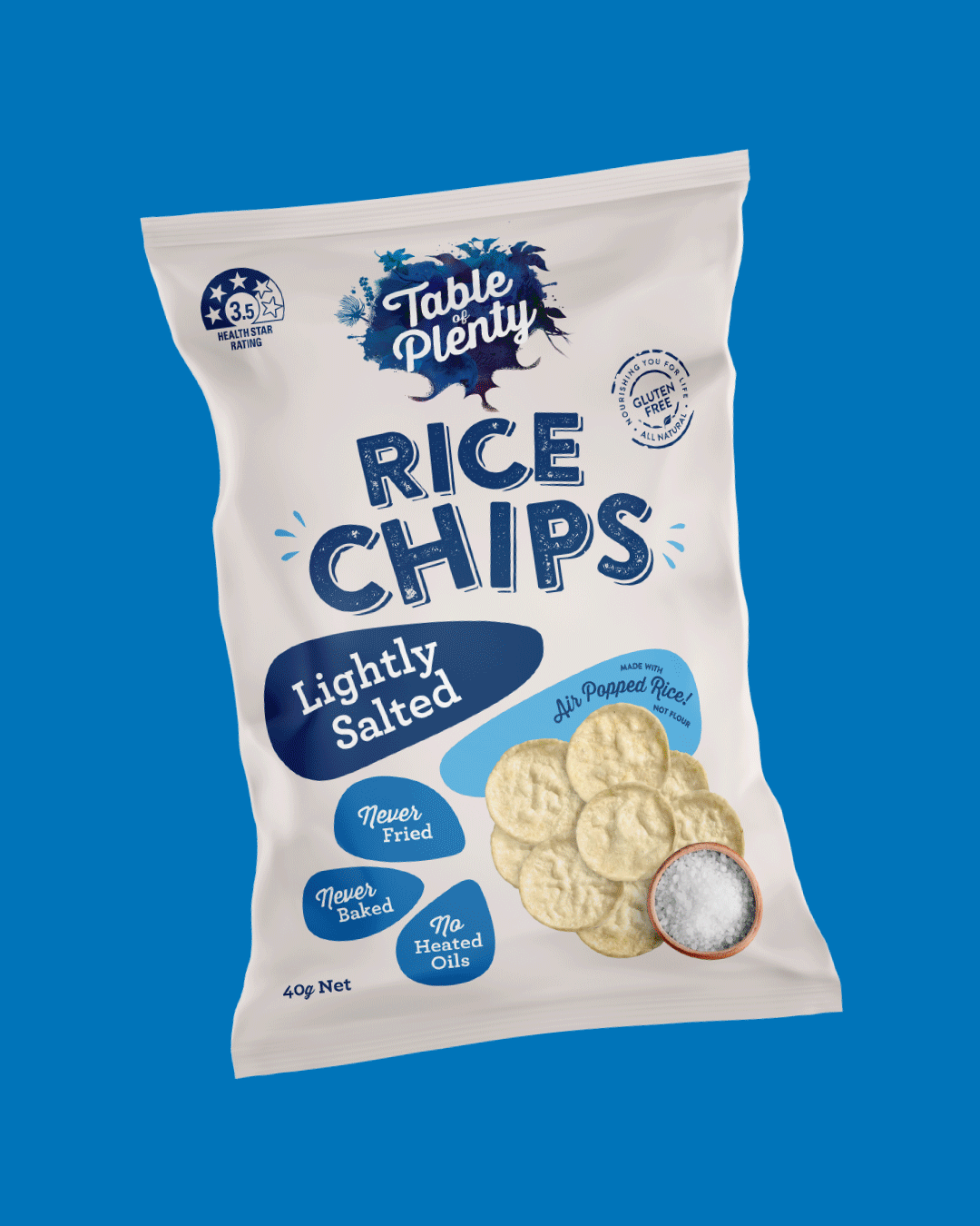 Table of Plenty Rice Chips packaging design